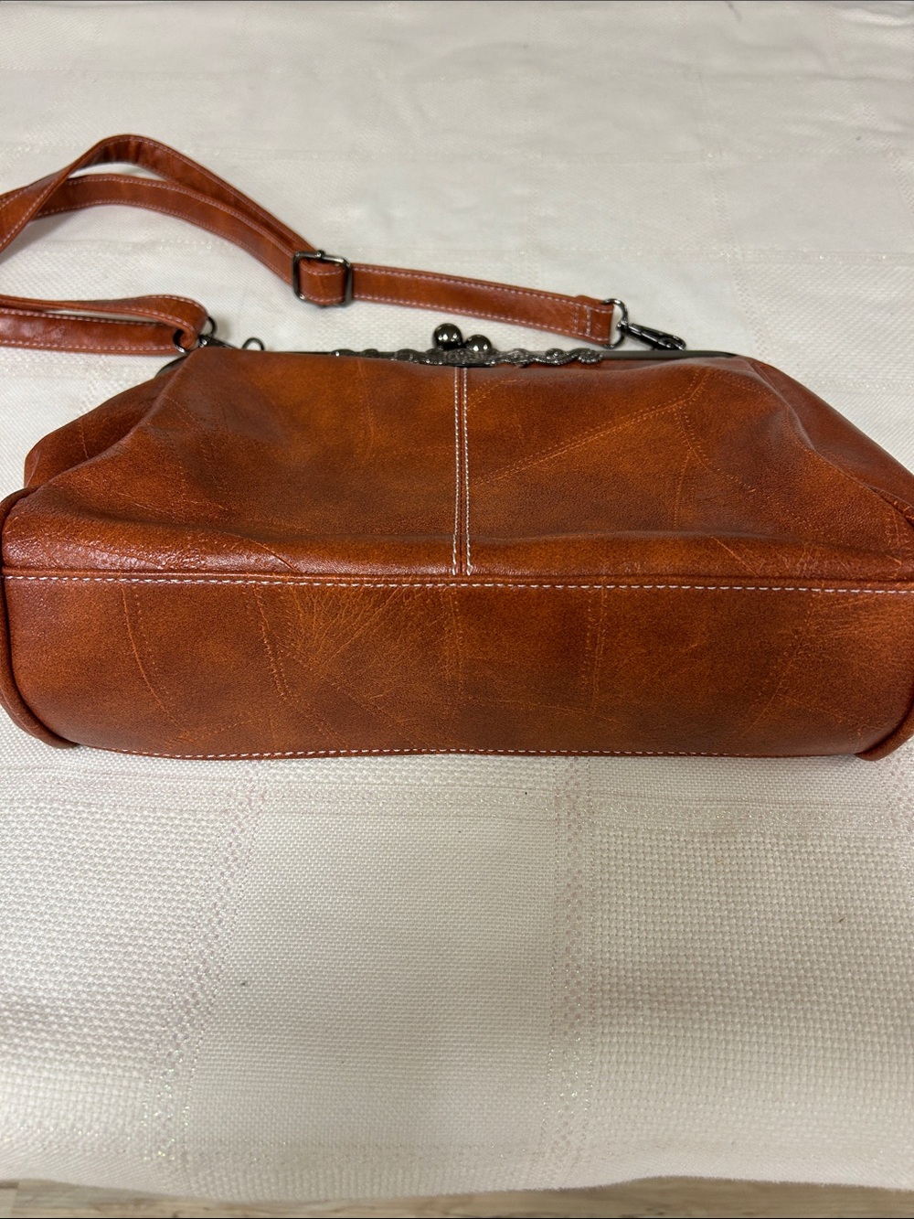 Classic Rustic Brown  faux Leather Crossbody Bag image 3